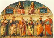 PERUGINO, Pietro Prudence and Justice with Six Antique Wisemen oil on canvas